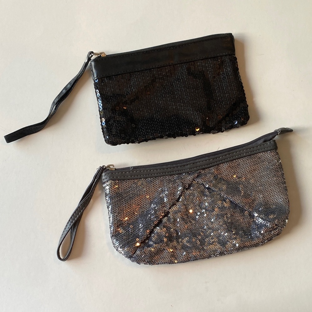 L.A Express Black and Silver Sequin Clutch Set